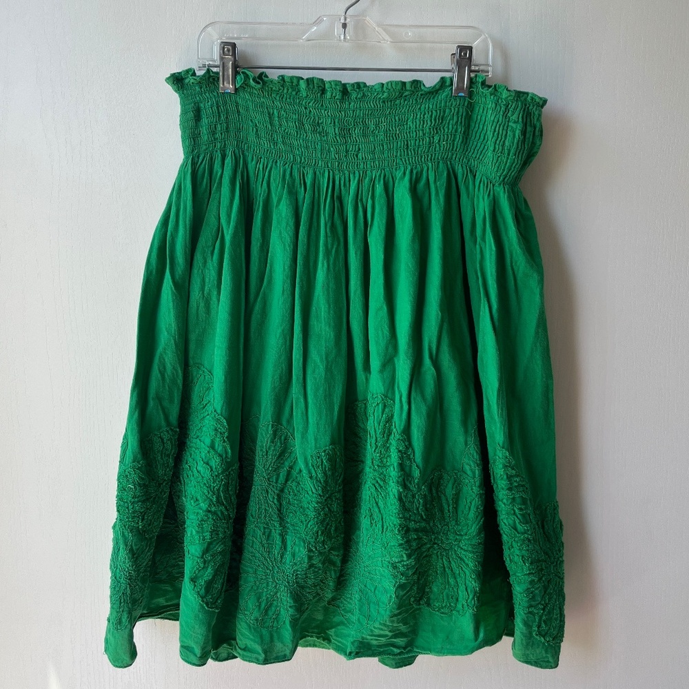 Vintage Kelly Green Flower Skirt, Studio M, Size 1X